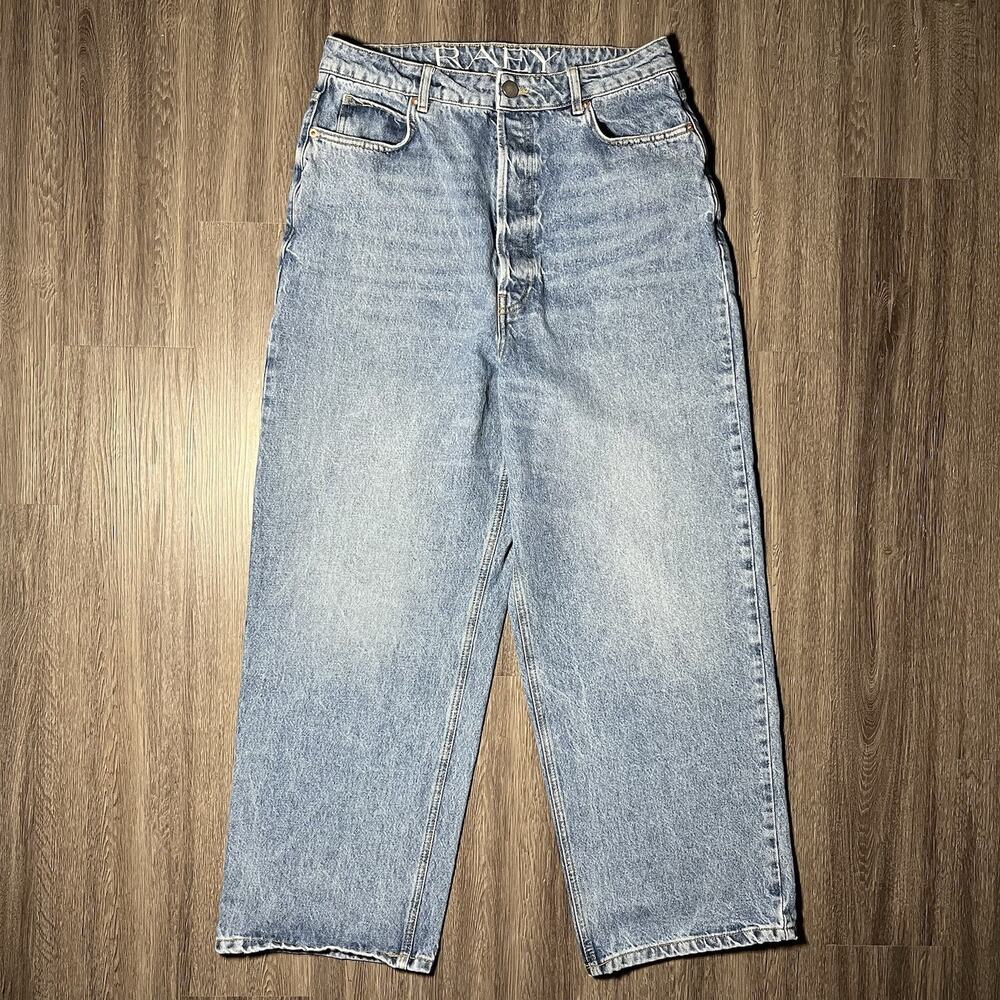 RAEY Wide Leg Jeans Women's 28 Blue Organic Cotton High Rise Button Fly EUC